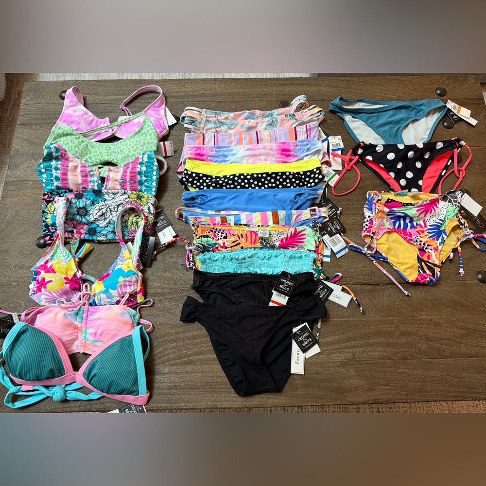 Reseller Box | 21 Pc NWT Macy’s Bikini Tops & Bottoms | $420 Retail Value - Picture 2 of 5